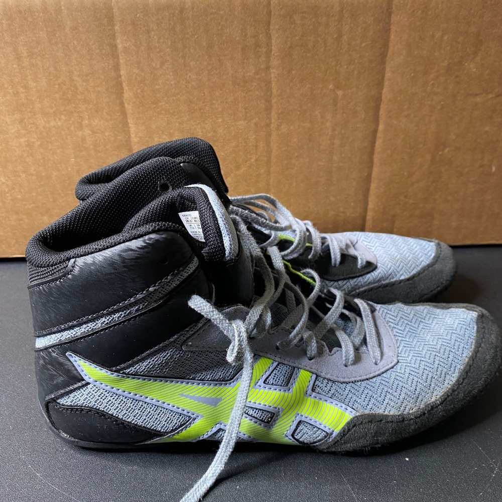 Asics Matcontrol 2 Wrestling Shoes Mens 8.5 Grey Black Neon Yellow 1081A053
